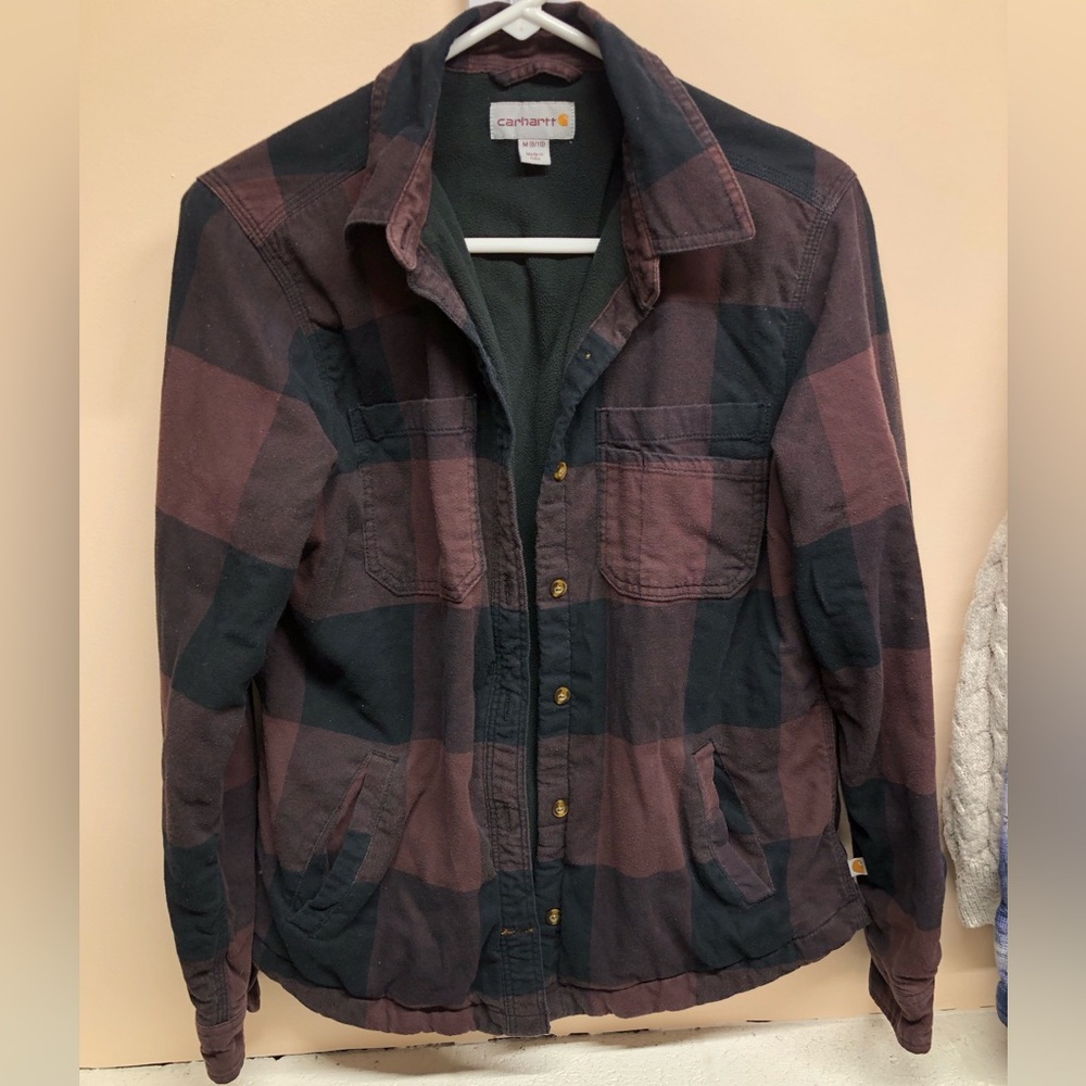 Carhartt Women's Checkered Jacket - Black and Burgundy